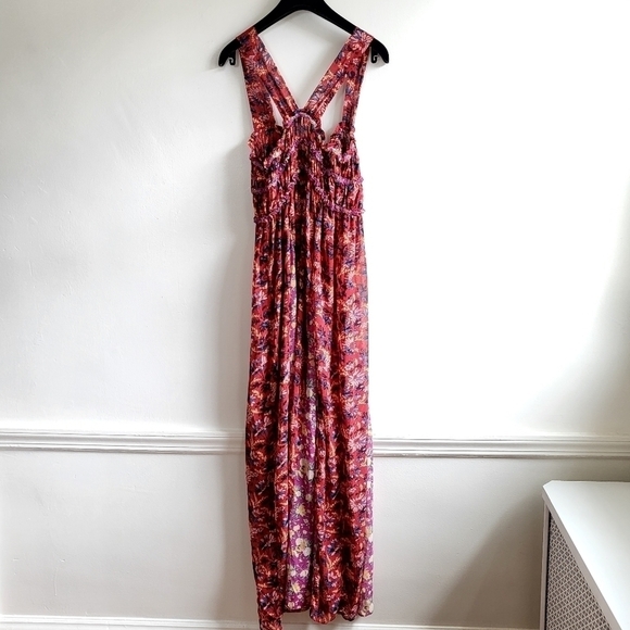 Free People Dance with Me Printed Maxi Dress Berry Combo New Size XS - Picture 9 of 12